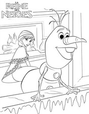 coloriage reine des neige olaf aide anna